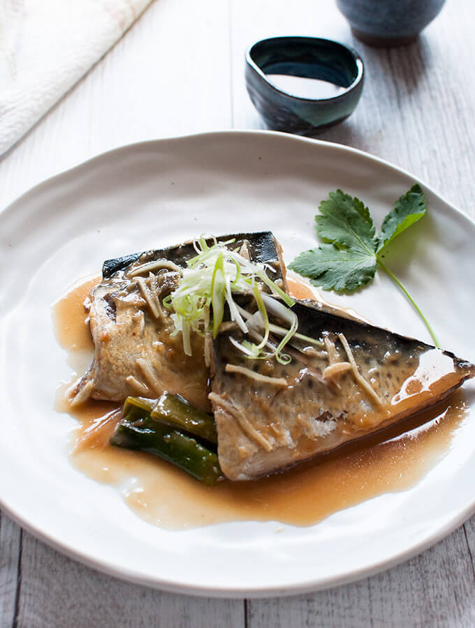Japanese Grilled Mackerel with Miso and Pickled Vegetables