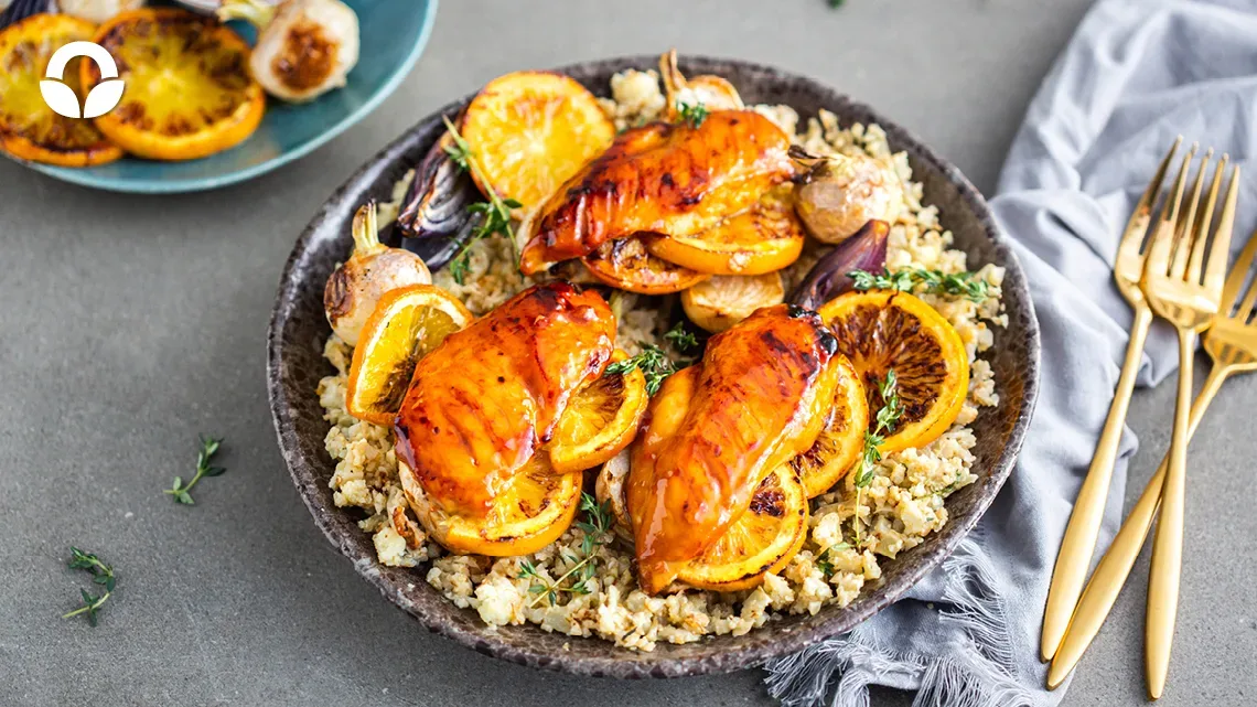 Citrus-Glazed Chicken with Mofongo Mash