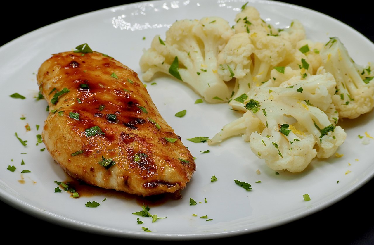 Crispy Herb-Crusted Chicken with Lemon-Garlic Cauliflower