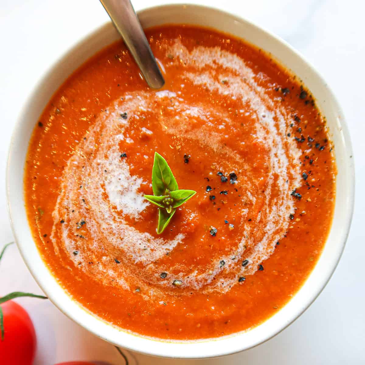 True-to-Form Tomato Basil Soup with Authentic Herb Finish