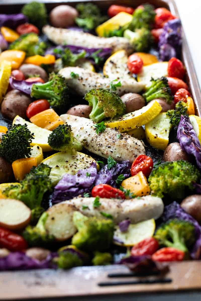 Budget Sheet Pan Chicken & Rainbow Veggies