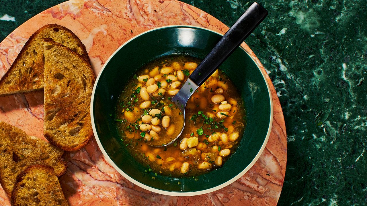 Lemony White Bean & Kale Soup with Lemon Zest