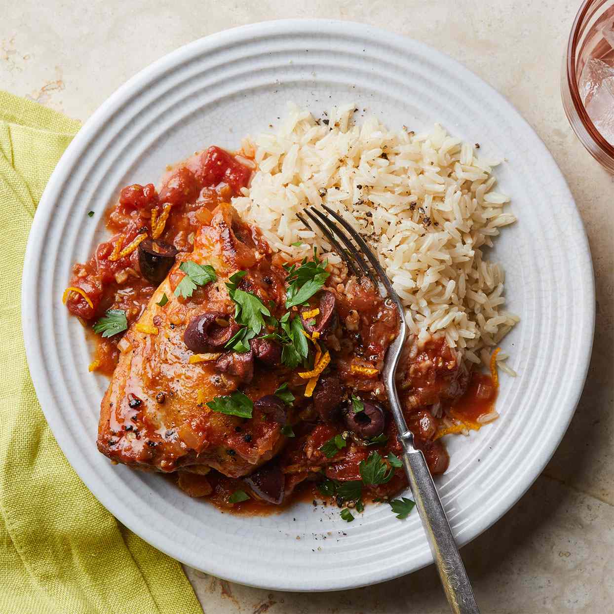 Aperol-Braised Chicken Thighs with Orange Zest