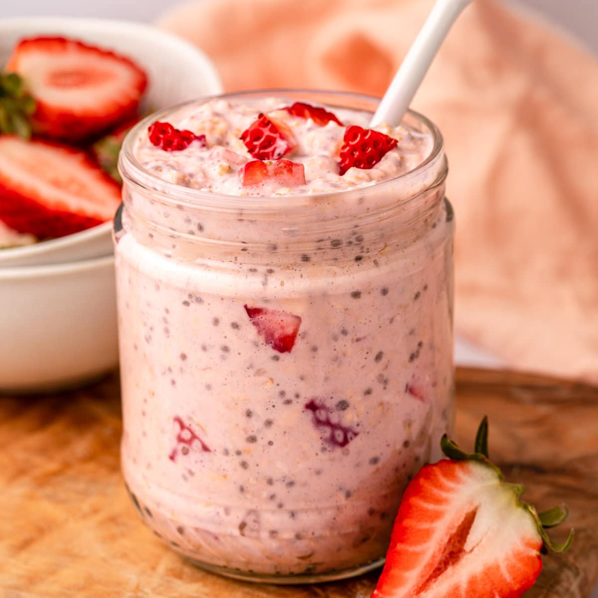 Honeyed Strawberry Overnight Oats with Almonds