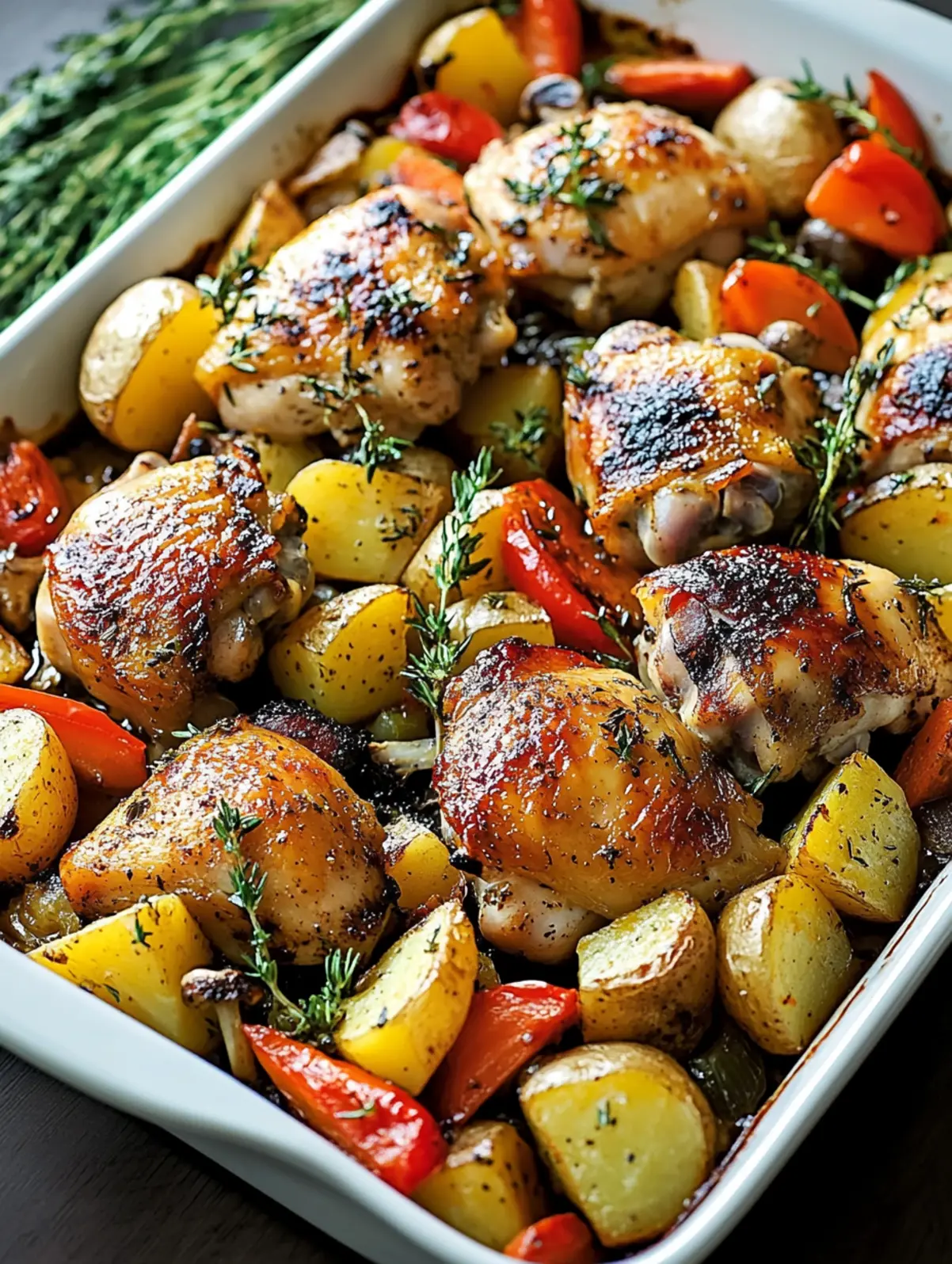 Herb-Roasted Chicken Thighs with Lemon-Garlic Veggies