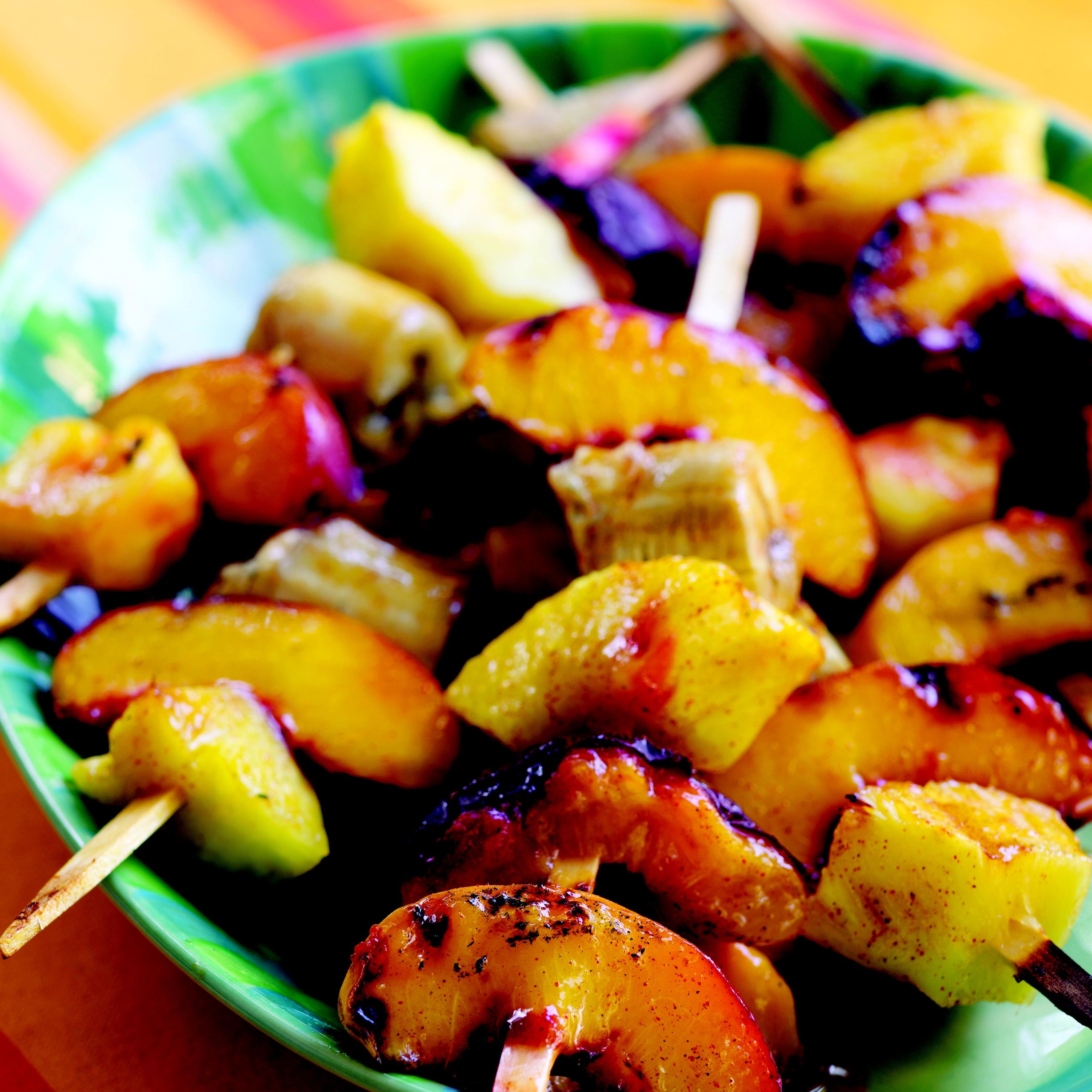 Time-Waster Fruit Skewers with Sparkling Honey Glaze
