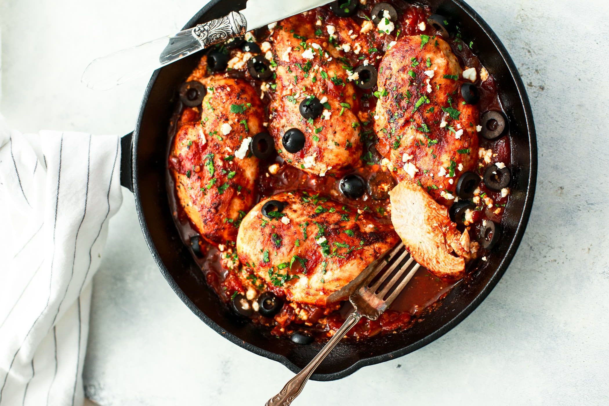 Mediterranean Avocado & Herb Chicken Skillet