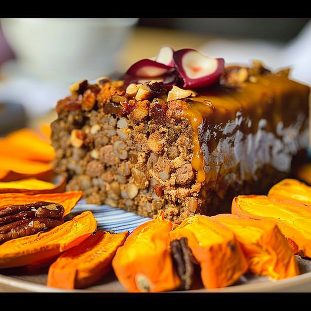 Mushroom & Walnut Lentil Loaf with Tomato Glaze