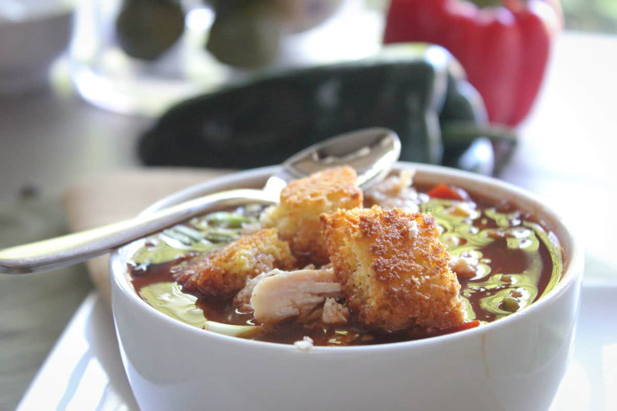 Laughing Stock Soup with Lemon-Dill Croutons