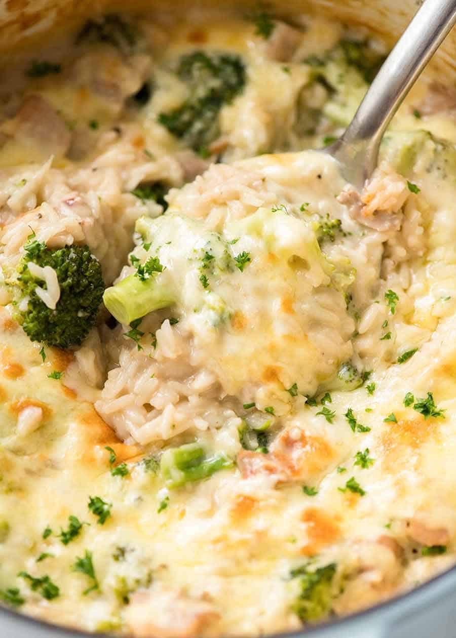 One-Pot Creamy Chicken and Rice with Broccoli