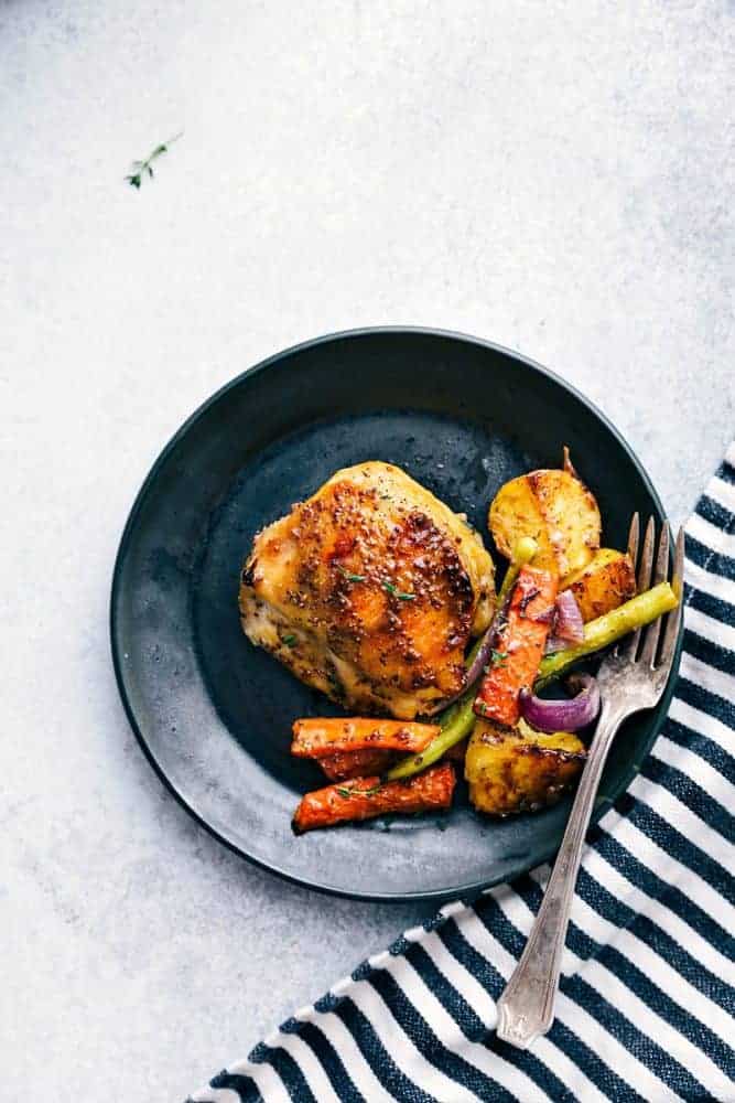 Honey-Mustard Chicken Thighs with Root Vegetables