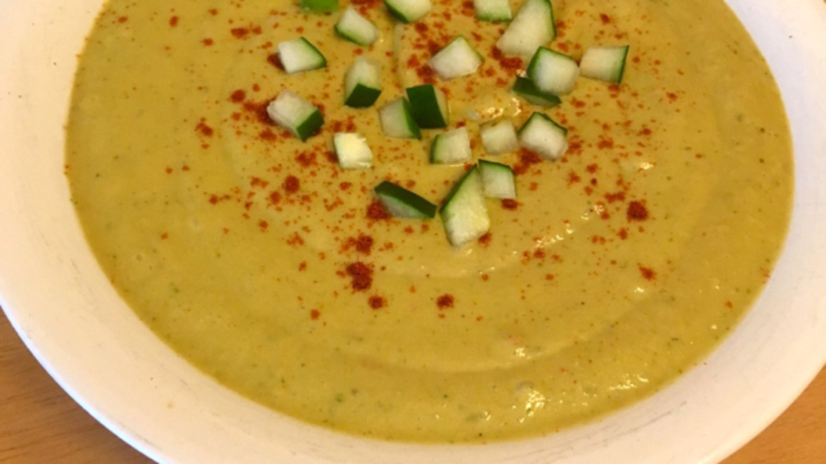 Cucumber-Mint Gazpacho with Avocado Swirl
