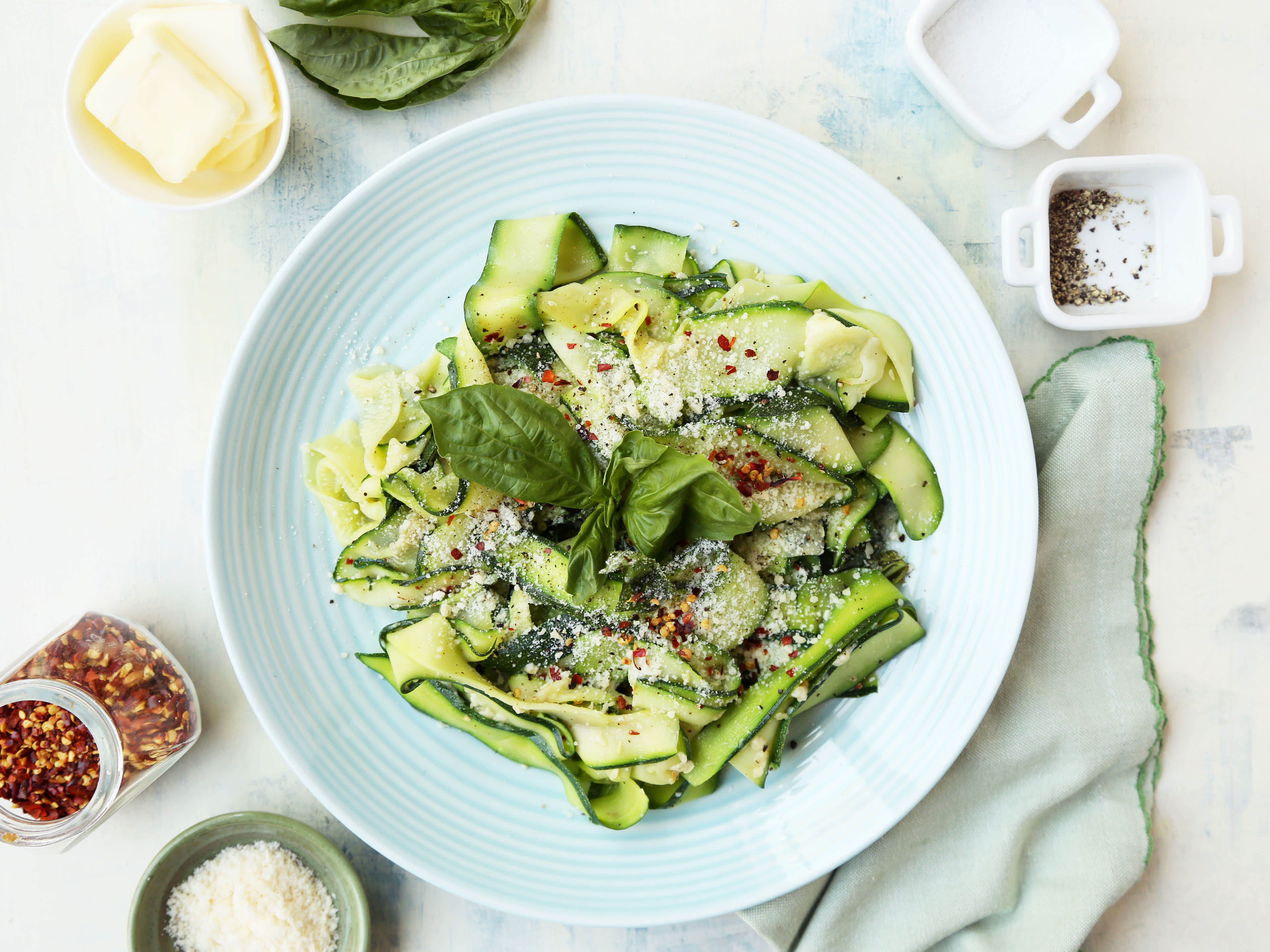 Geometric Zucchini Ribbons with Logic-Driven Lemon Herb Sauce