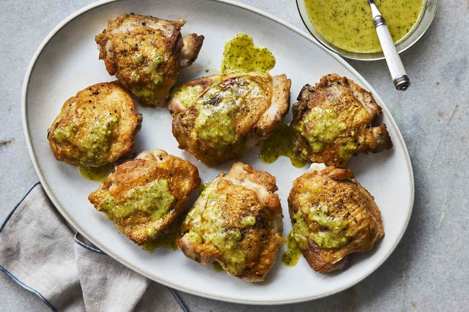 Crispy Herb-Crusted Chicken Thighs with Lemon-Dijon Glaze