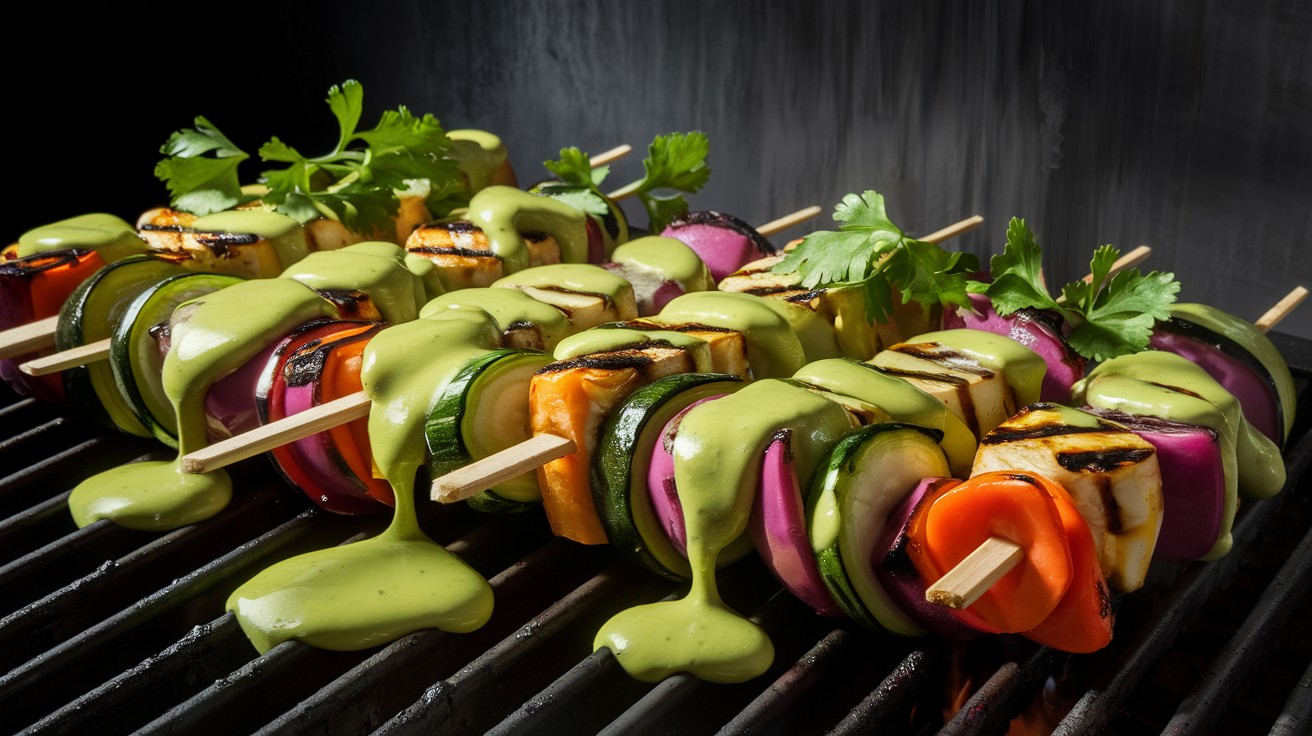 Garden Vegetable & Tomato Skewers with Lemon-Herb Dressing