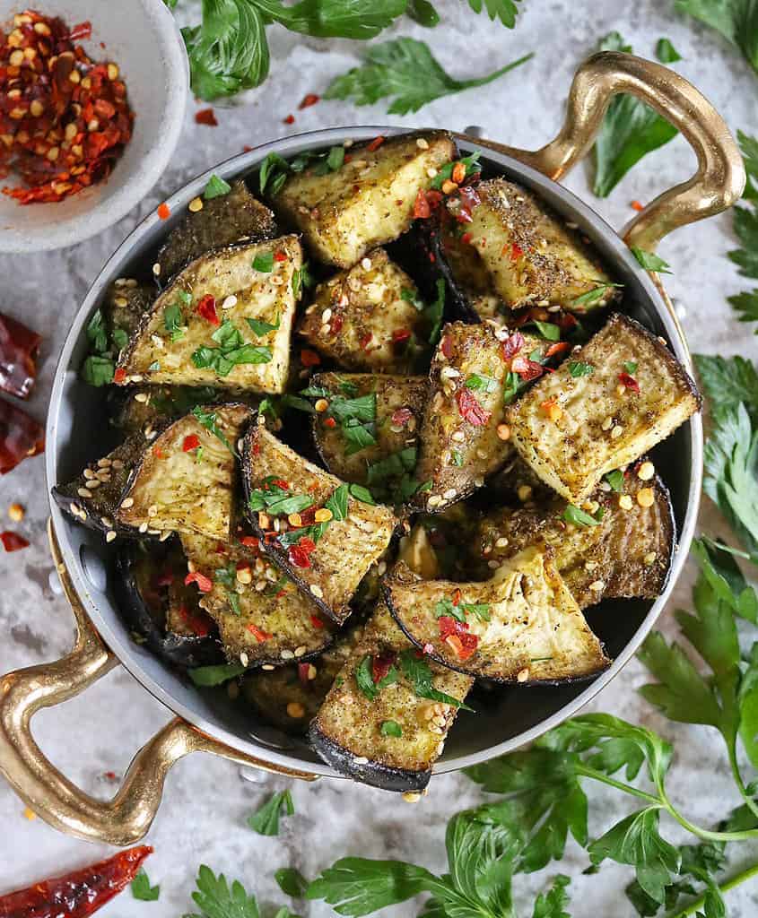Za'atar-Rubbed Roasted Eggplant with Lemon-Tahini Drizzle