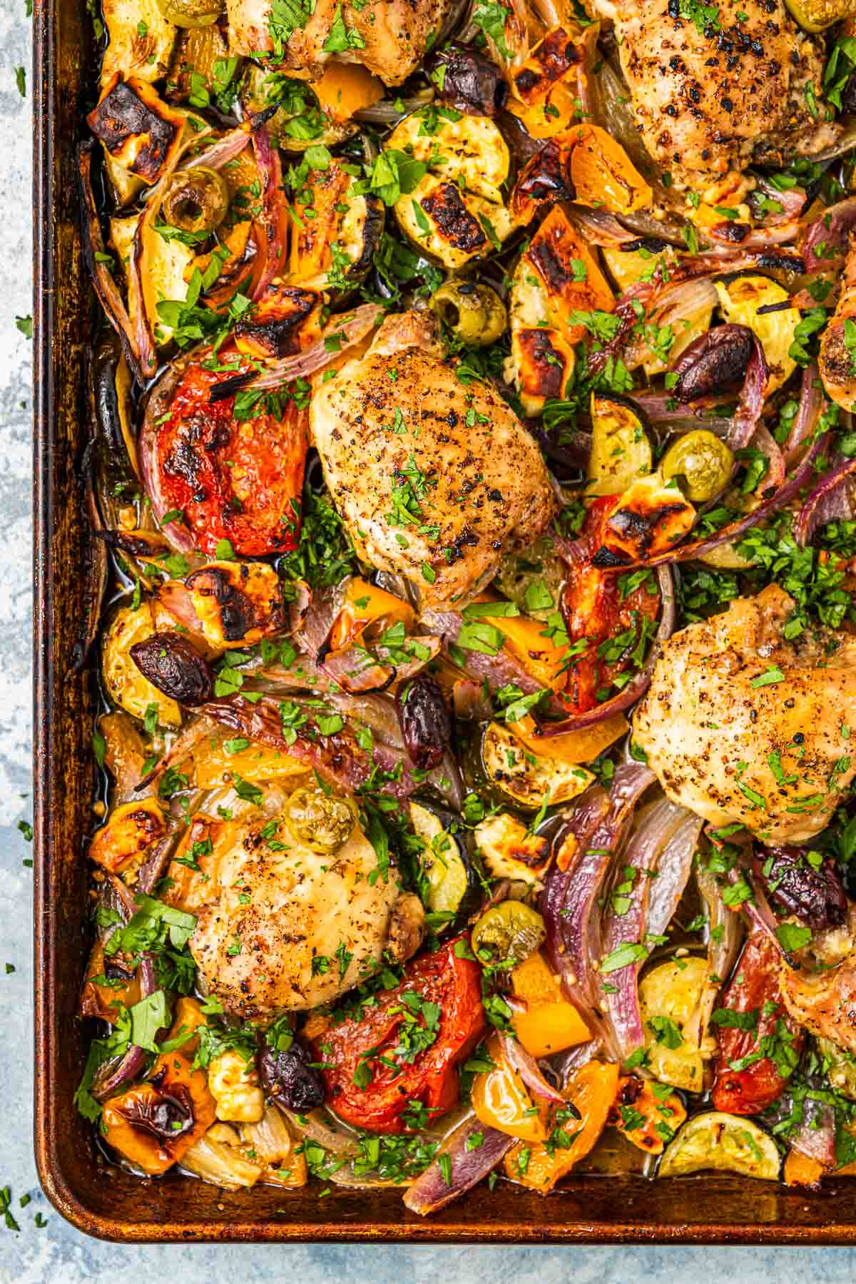 Sheet Pan Half-Pepper Chicken Skillet