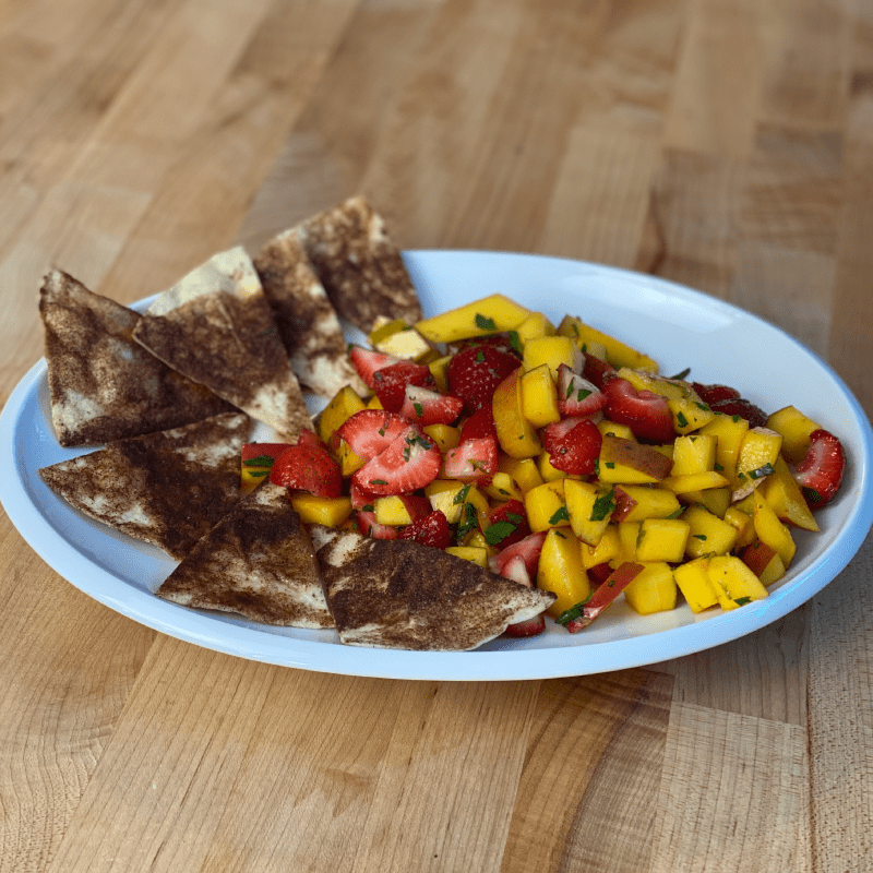 Meme-Style 'LOL' Mango Salsa with Crispy Tortilla Chips