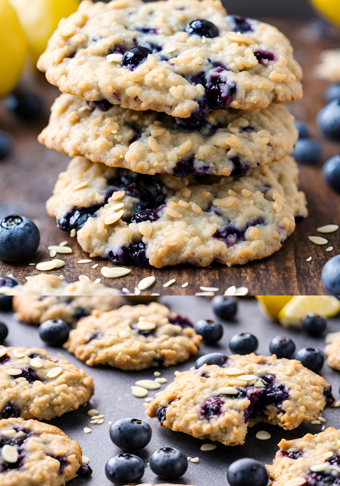 Lemon-Blueberry Oatmeal Cookies with Almond Crumble