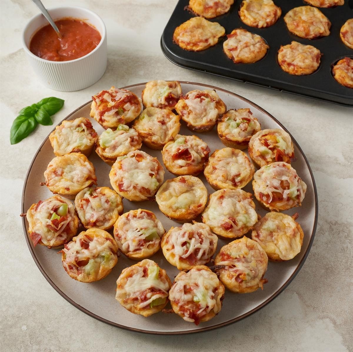 Mini Pizza Pancake Bites with Fruit & Yogurt