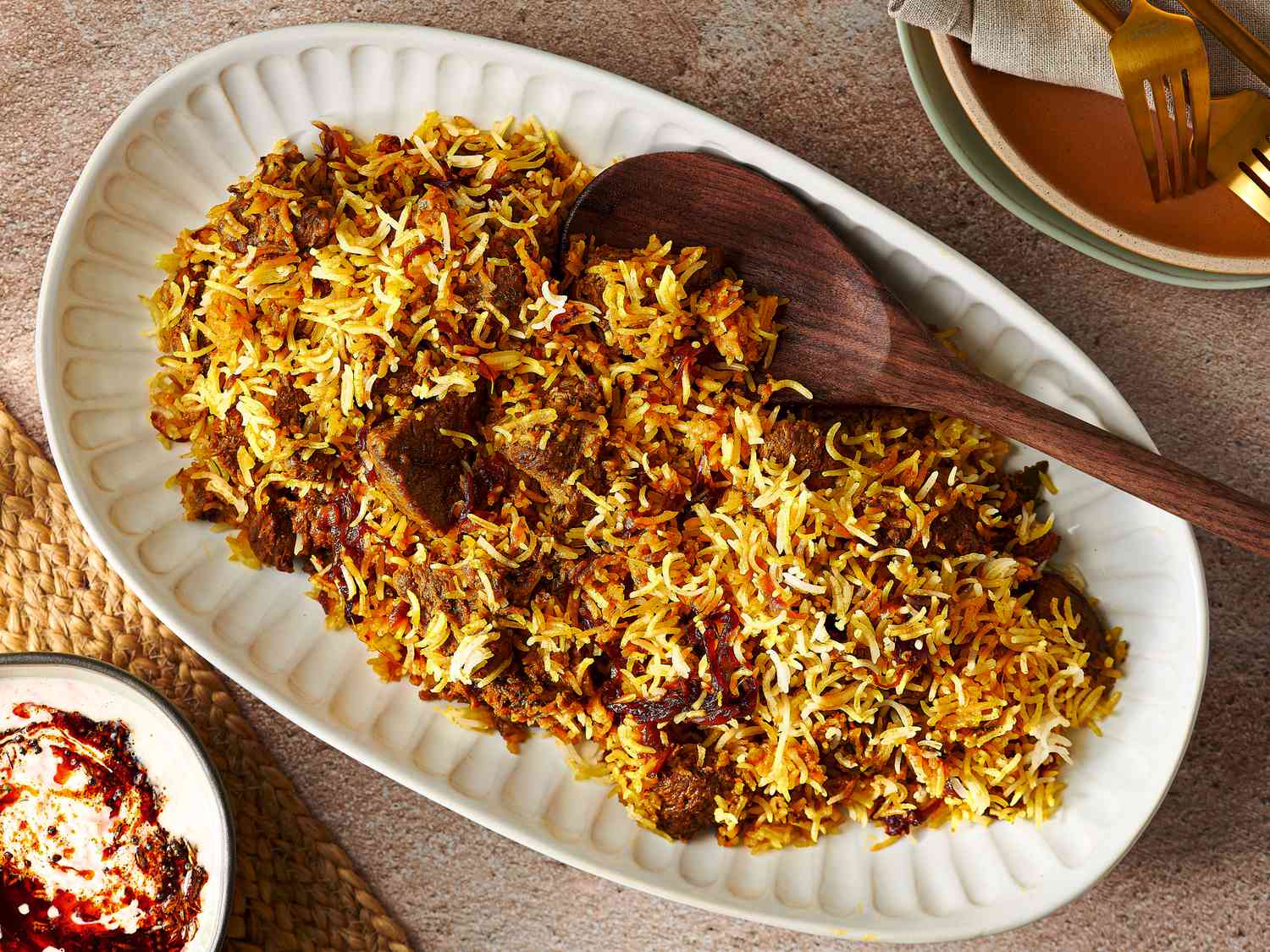 Spiced Mutton Biryani with Caramelized Onions