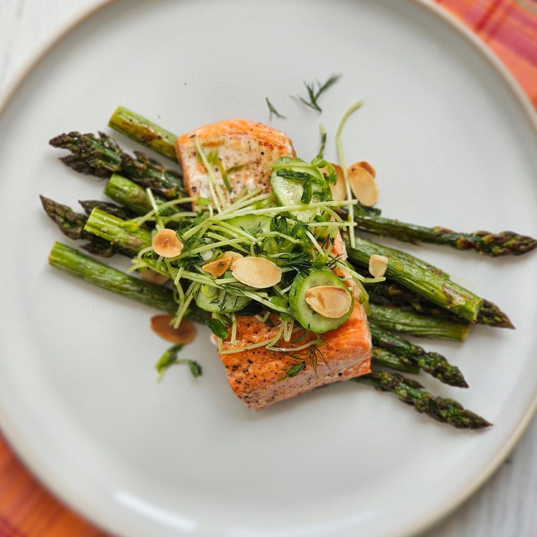 Lemon-Dill Pan-Seared Salmon with Roasted Asparagus