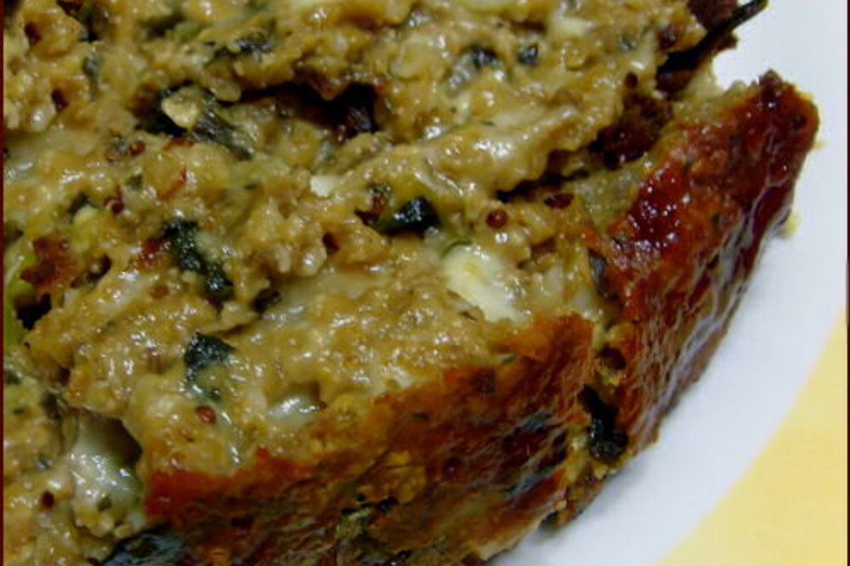 Herb-Mornay Meatloaf with Crispy Root Vegetable Crust