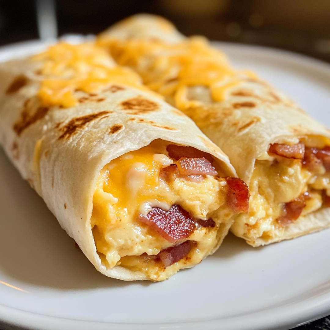 Savory Breakfast Burritos with Scrambled Eggs and Cheddar