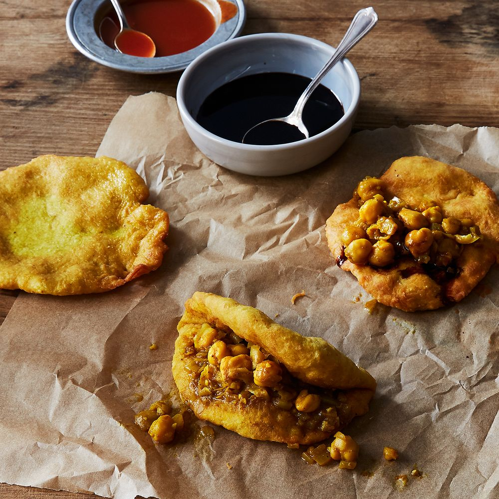 Trinidadian Doubles: Curried Chickpea Pita Sandwiches