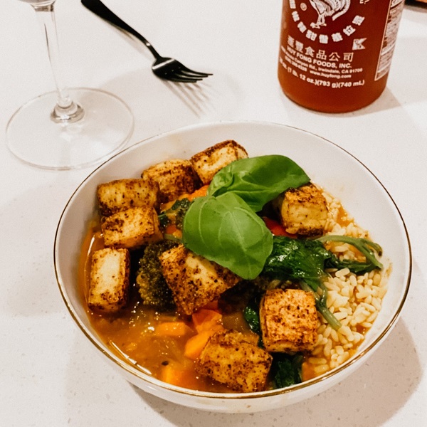 Creamy Vegan Coconut Curry Tofu with Vegetables