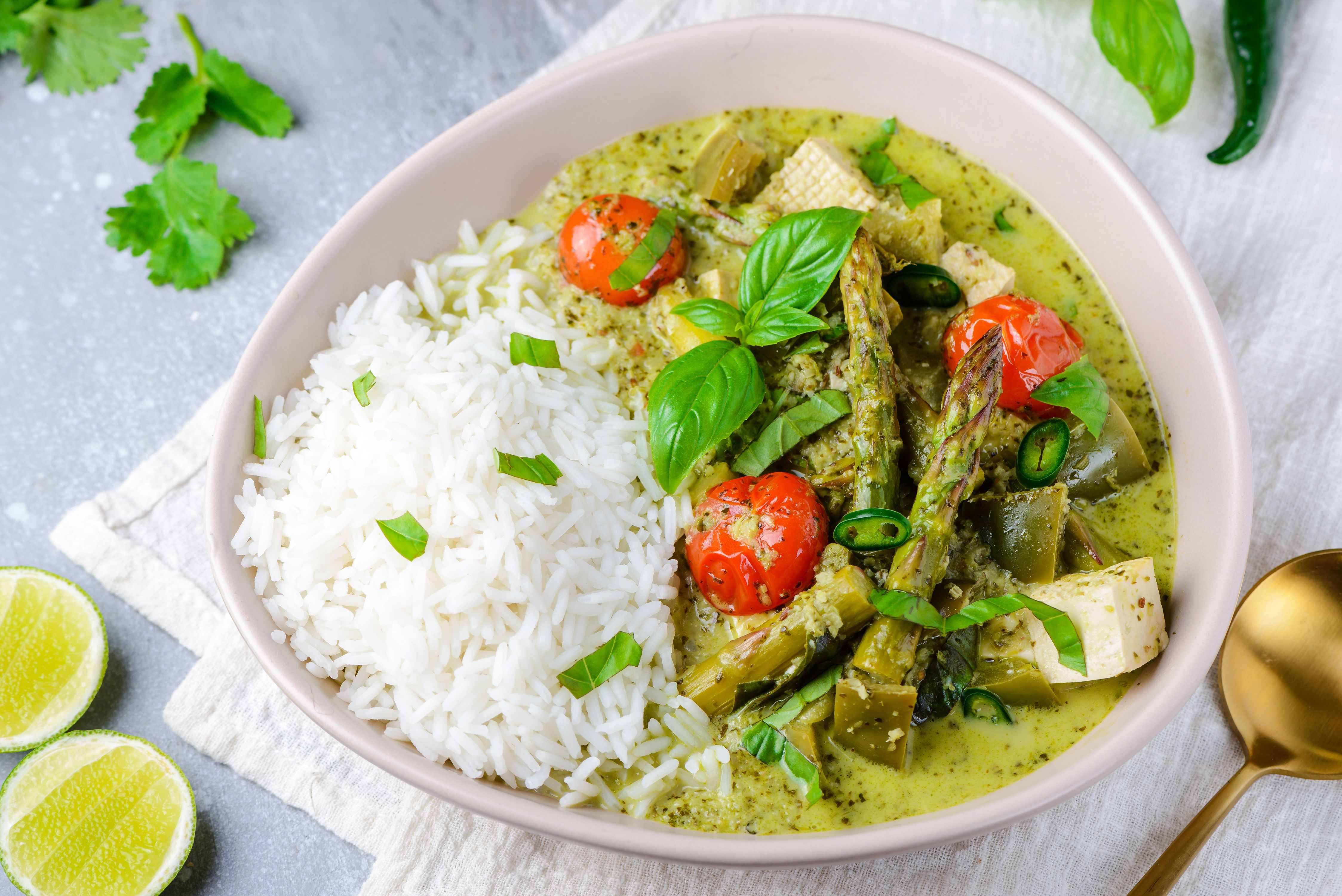 Thai Seafood Green Curry with Eggplant and Coconut Milk