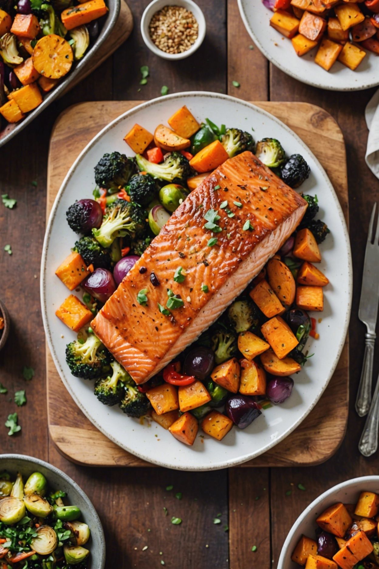 Miso-Glazed Salmon with Sesame Roasted Vegetables