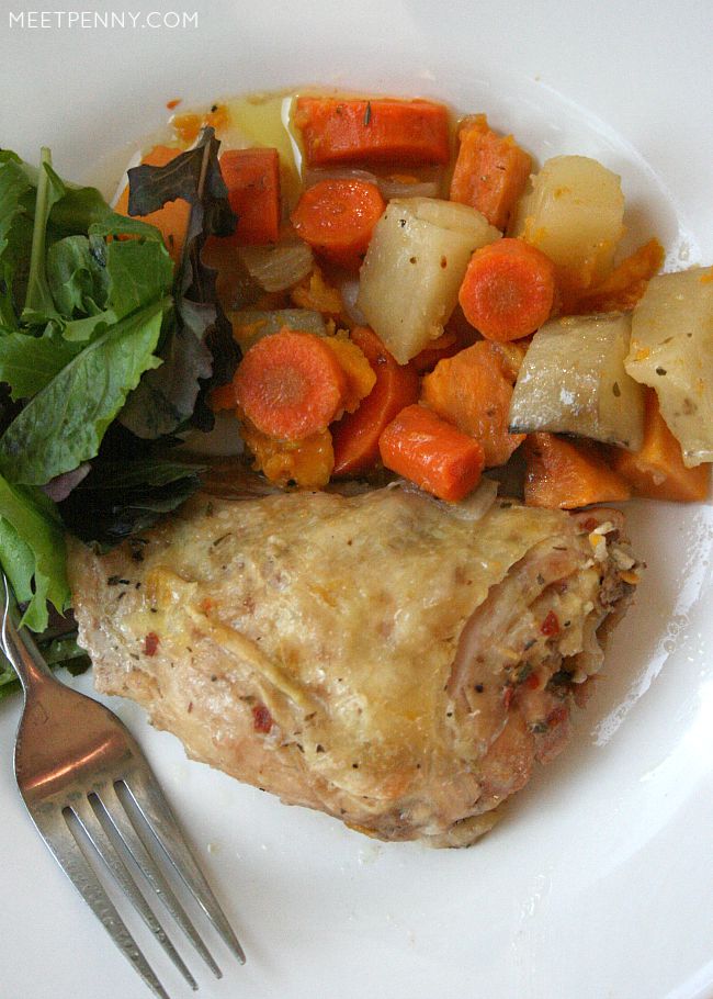 Maple-Dijon Slow-Cooker Chicken Thighs with Root Vegetables