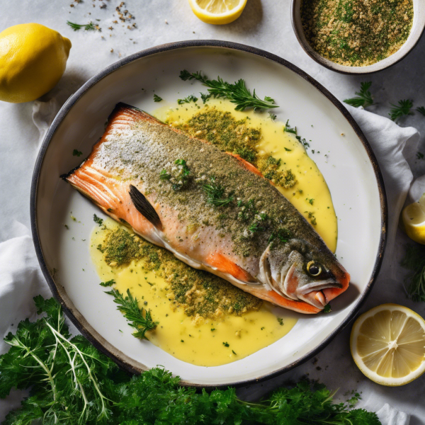 Herb-Crusted Lake Trout with Lemon Dill Sauce