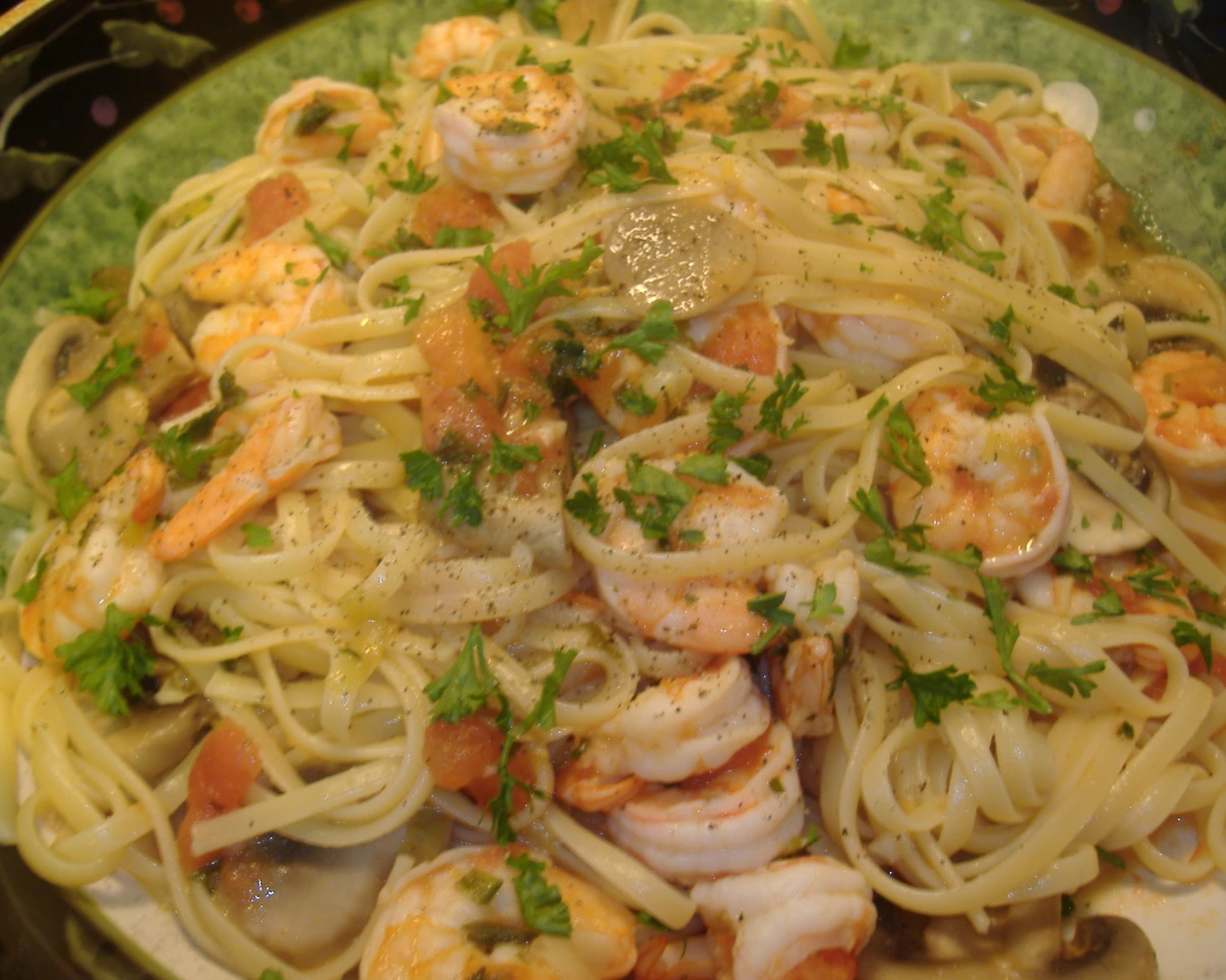 Dance Floor Fettuccine with Lemon-Pepper Shrimp