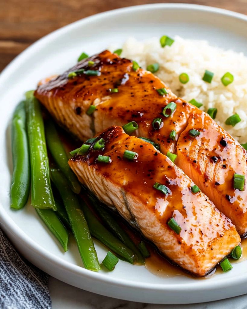 Maple-Glazed Salmon with Crispy Asparagus and Lemon-Dill Rice