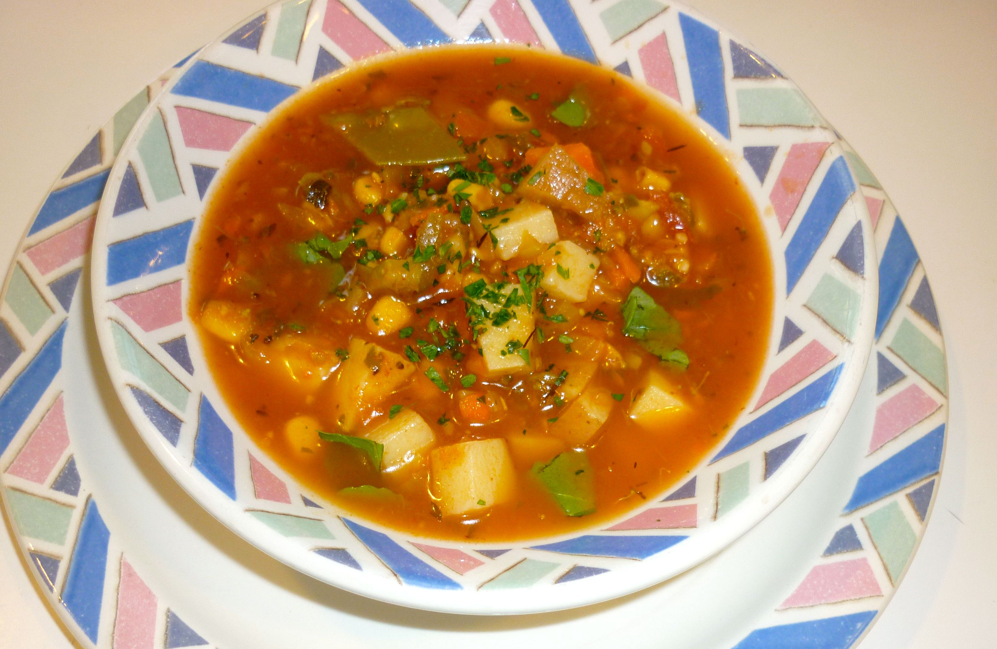 Quick-Cooked Rainbow Vegetable Soup with Fresh Herbs