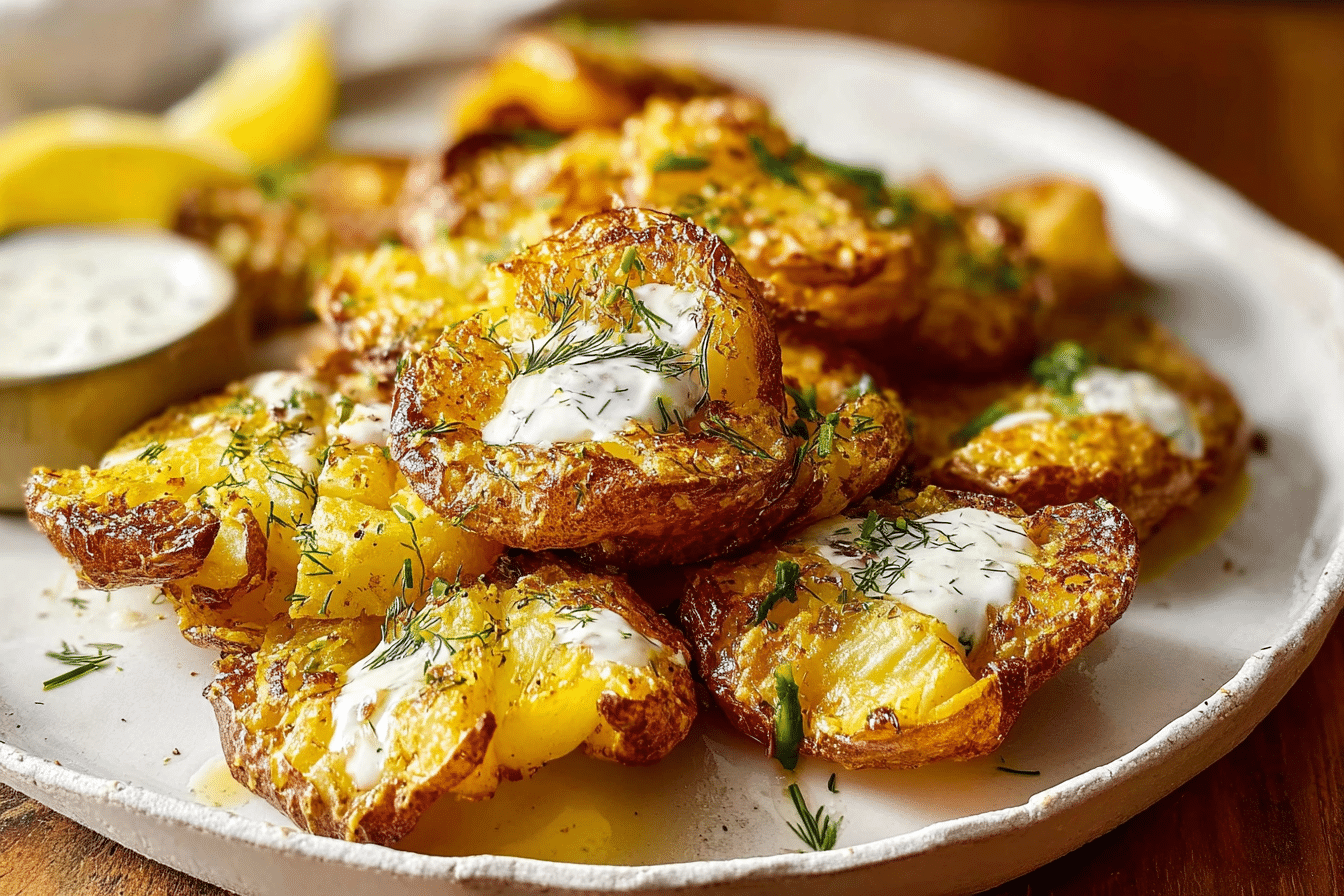 Philosophical Authenticity Salad: Crispy Smashed Potatoes with Lemon-Herb Vinaigrette