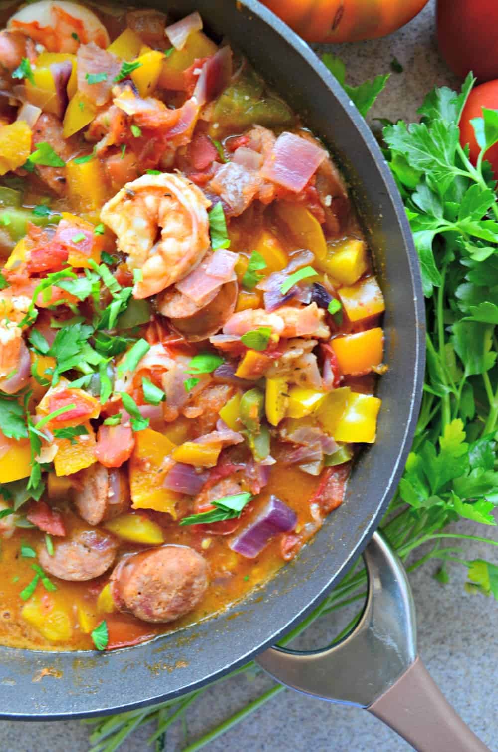 True Cajun Shrimp and Andouille Sausage Skillet