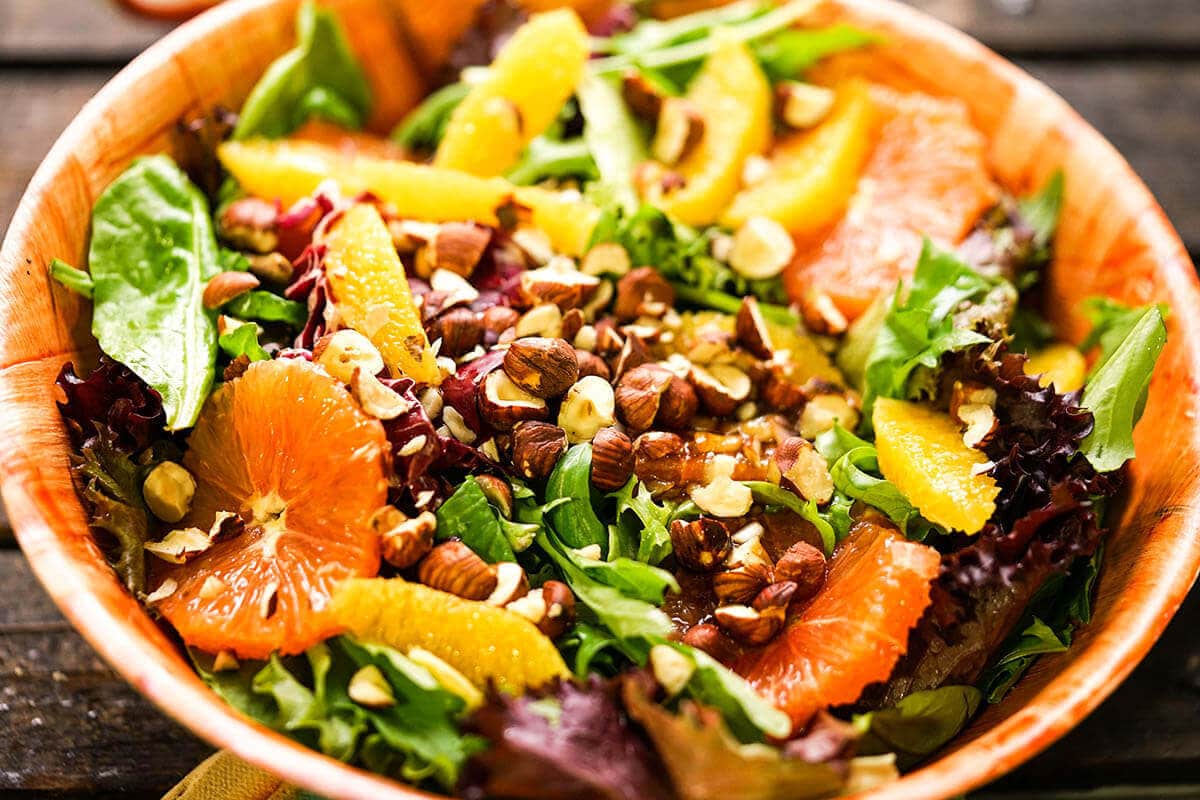 Citrus-Bitter Greens Salad with Honey-Orange Dressing