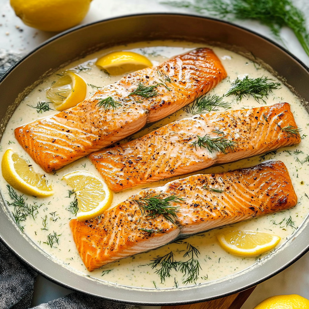 Cisco Kid Citrus-Sear Salmon with Lemon-Dill Sauce
