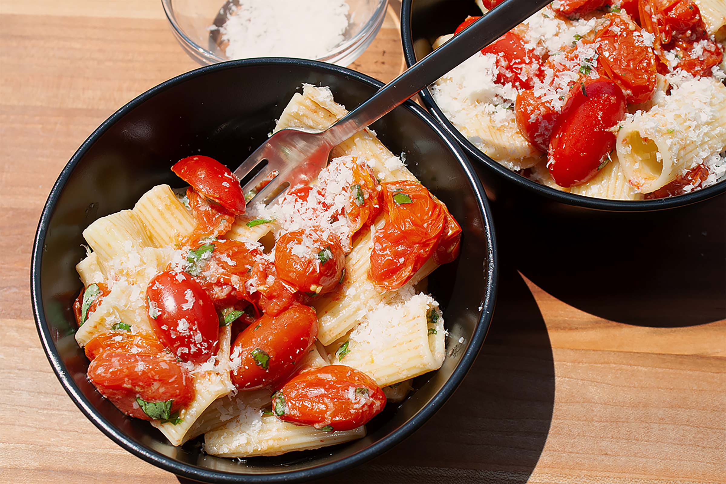 Serious Tomato-Basil Pasta with Roasted Vegetables