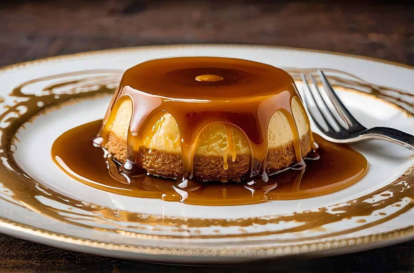 Flan with Caramel-Boba Swirl