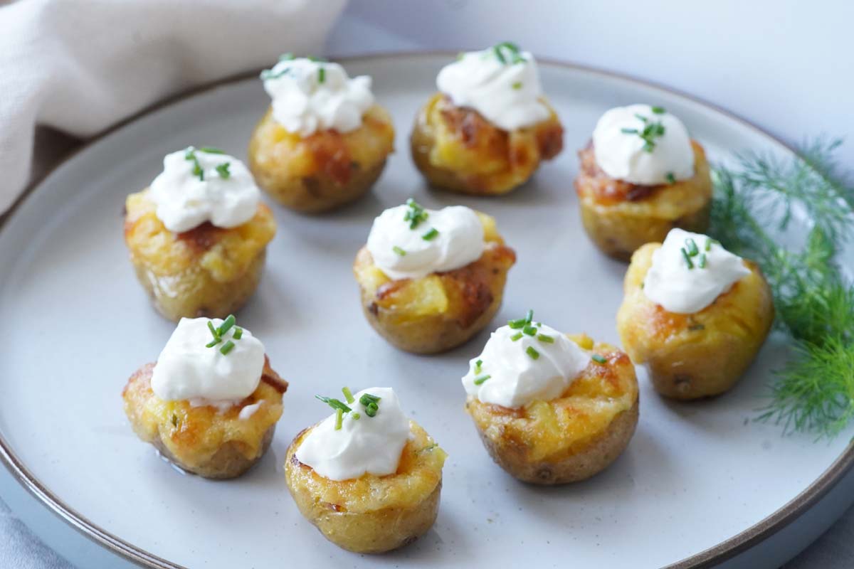 Irish-Style Potato Leek Bites with Chive Cream