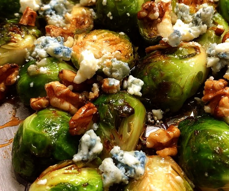 Crispy Sage & Balsamic Brussels Sprouts with Toasted Walnuts
