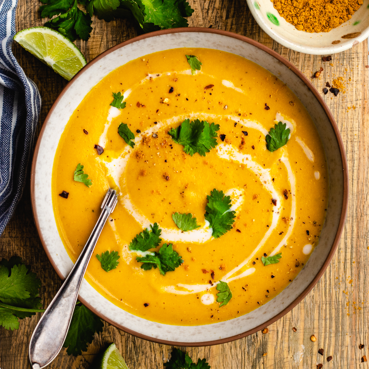 Spiced Carrot and Lentil Soup with Cilantro