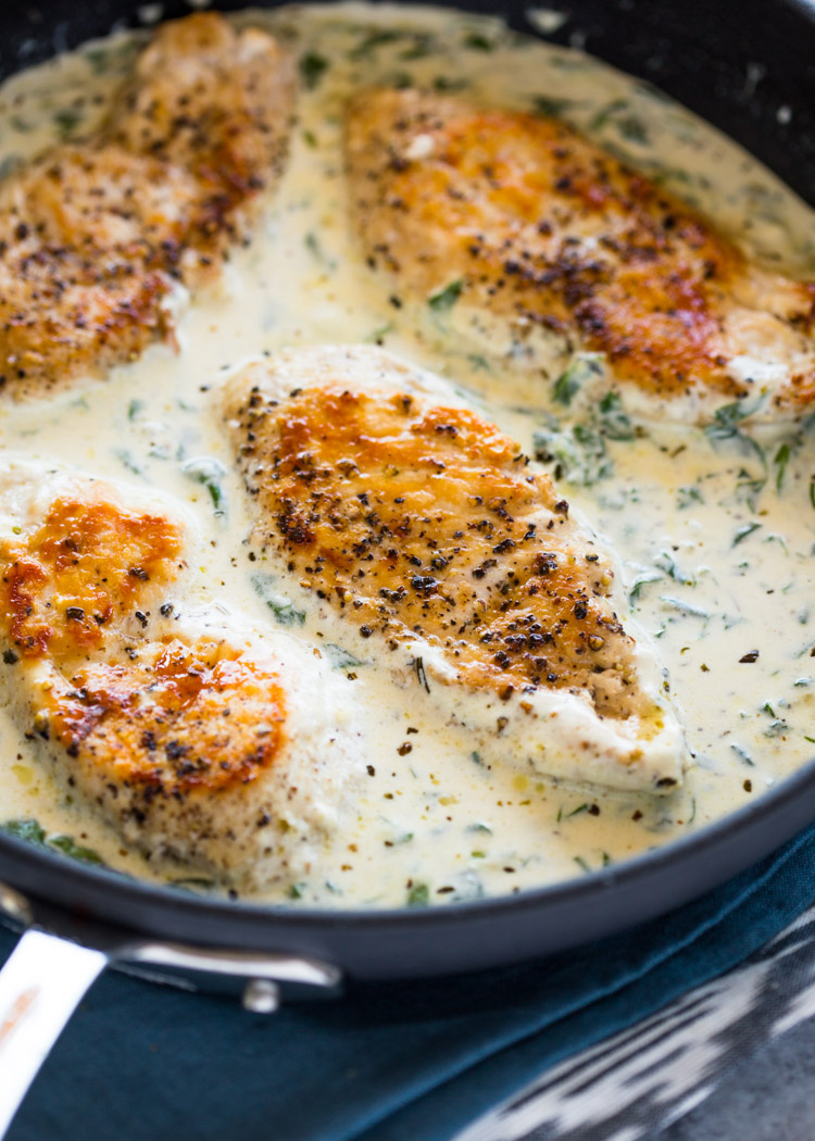 Herb-Crusted Keto Chicken with Garlic-Parmesan Cream