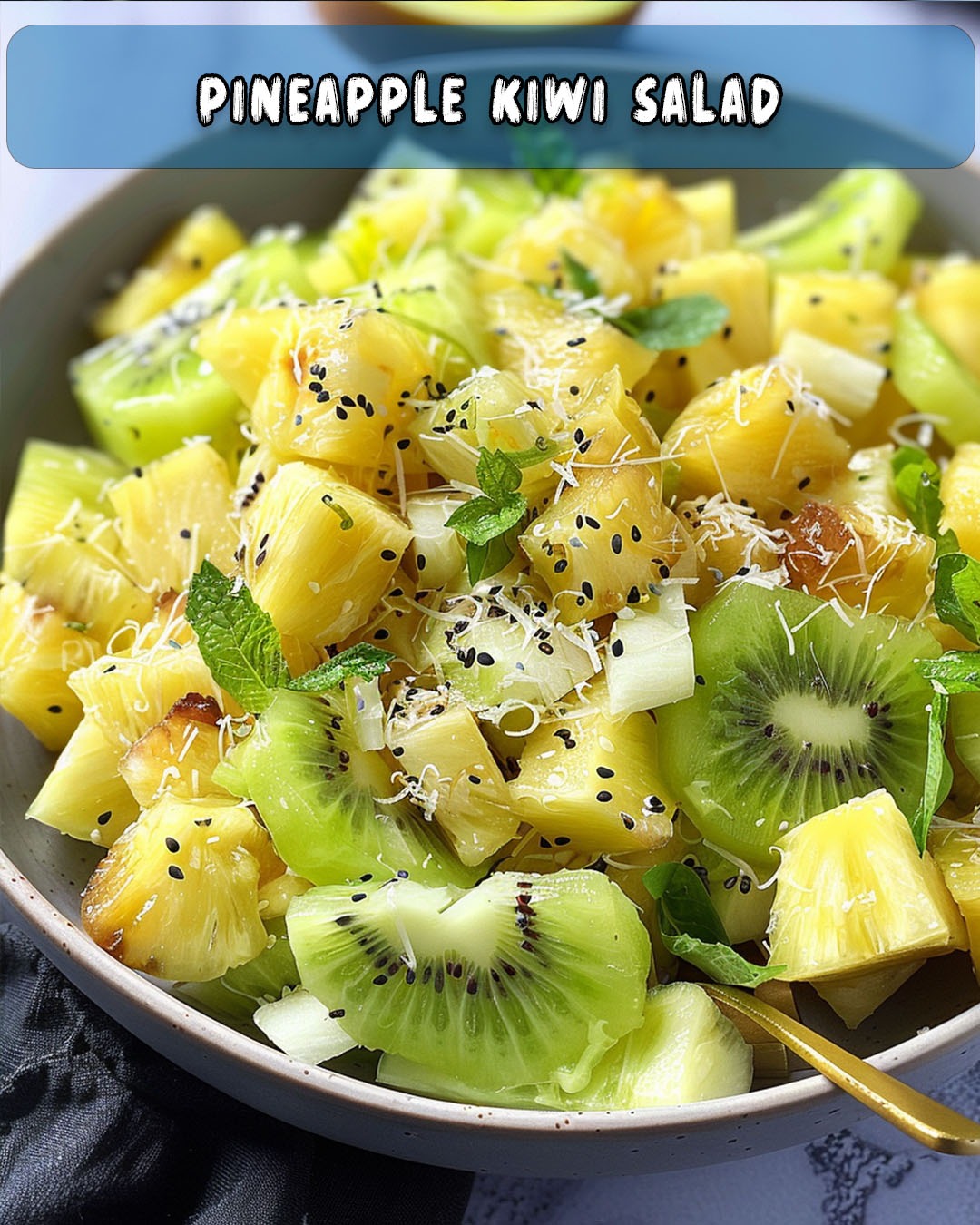 Tropical Mango-Pineapple Kiwi Salad with Lime Dressing