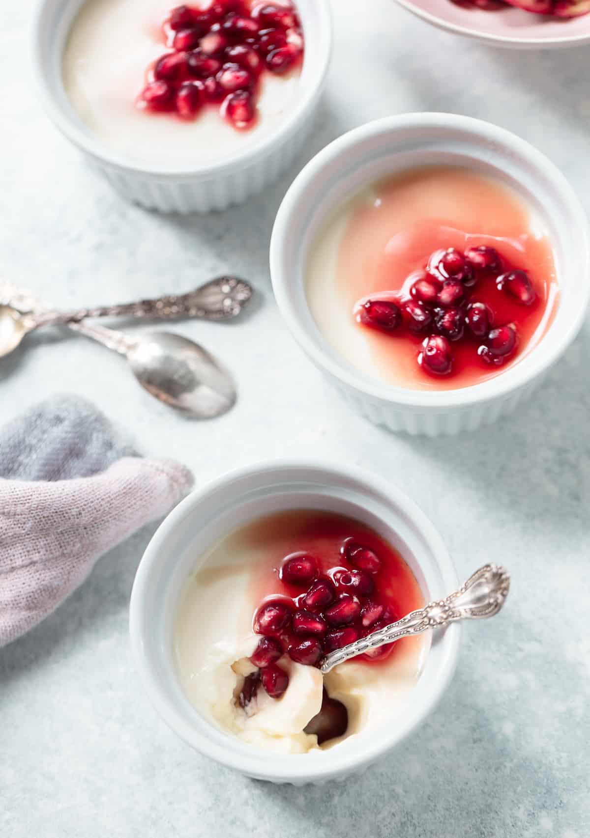 Pomegranate & Rosewater Panna Cotta with Berry Compote