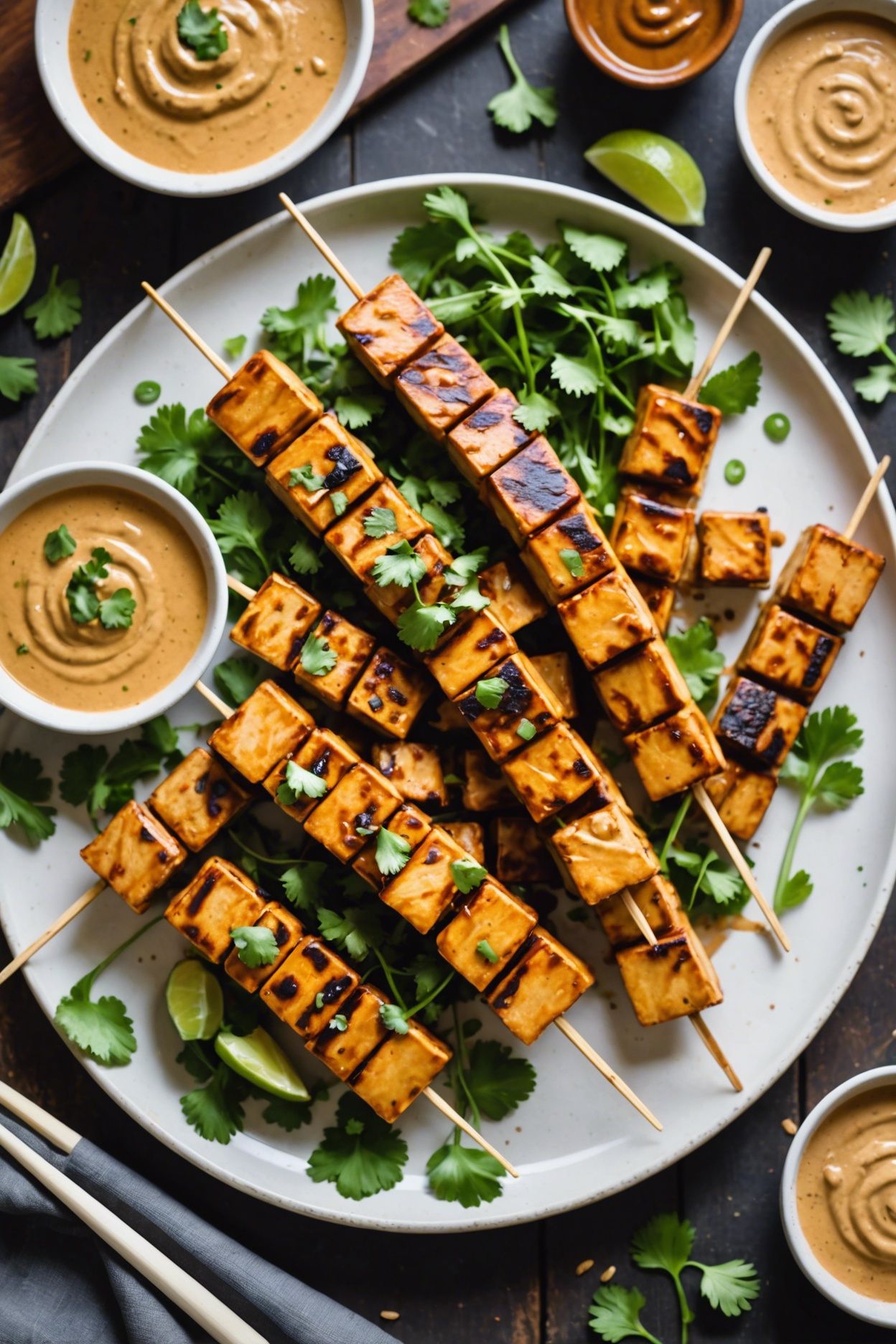 Spicy Tofu Satay with Peanut Sauce